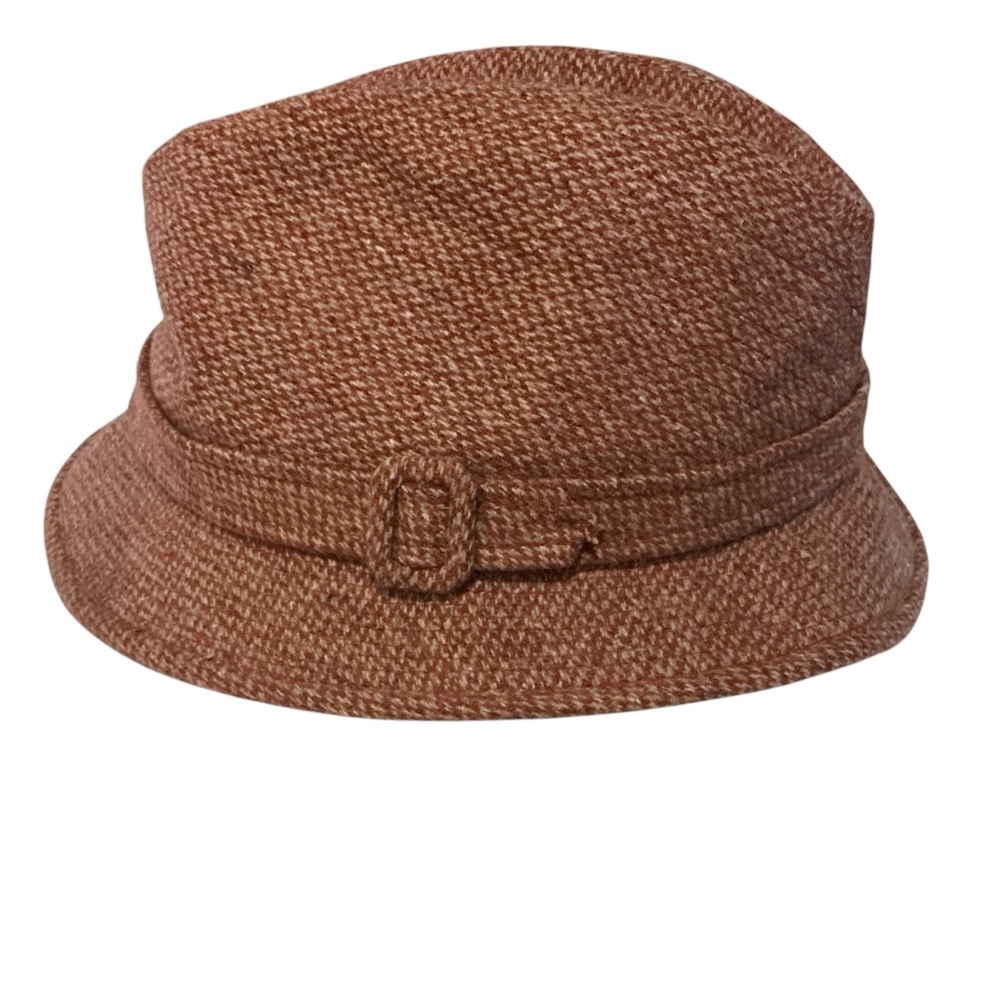 Vintage 80s Dobbs fifth Avenue fedora hat wool pink tweed size 7 1/2 Made in USA